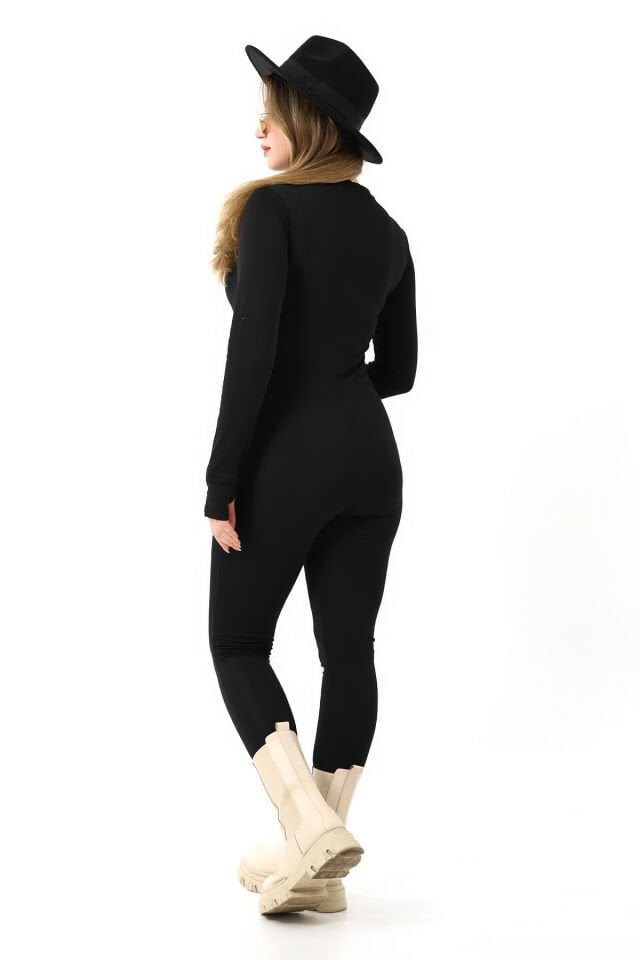 Kadın İçi  Polarlı Kışlık Uzun Tayt Tulum WM XS - SİYAH