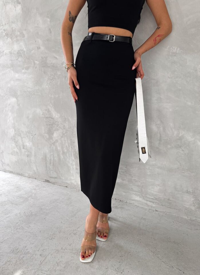 Kadın Arka Yırtmaçlı ve Kemerli Kalem Etek 2452 XL