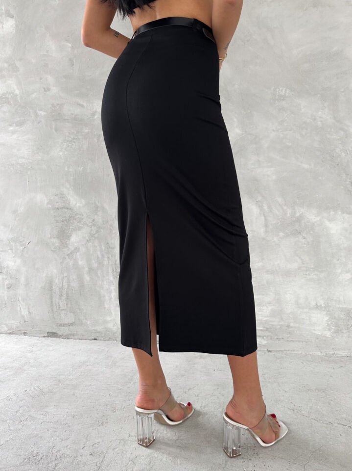 Kadın Arka Yırtmaçlı ve Kemerli Kalem Etek 2452 XL