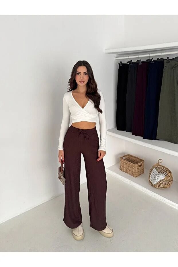 Meloni Kumaş Ekstra Esnek Geniş Paça Pantolon – Extra Stretch Meloni Wide Leg Pants