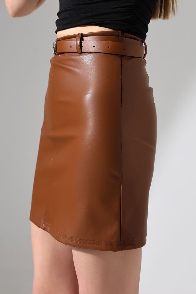 MİNİ DERİ ETEK KEMERLİ /ZRA DERİ ETEK KEMERLİ MODEL WM KAHVERENGİ - 2XL