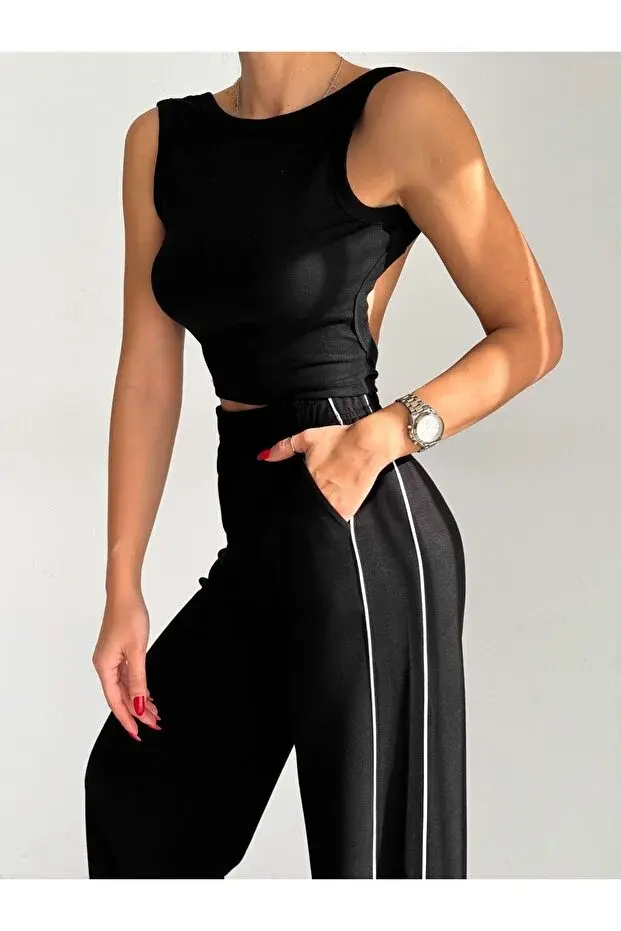 Kadın Yandan Şeritli  Modal Kumaş  Eşofman Altı XL