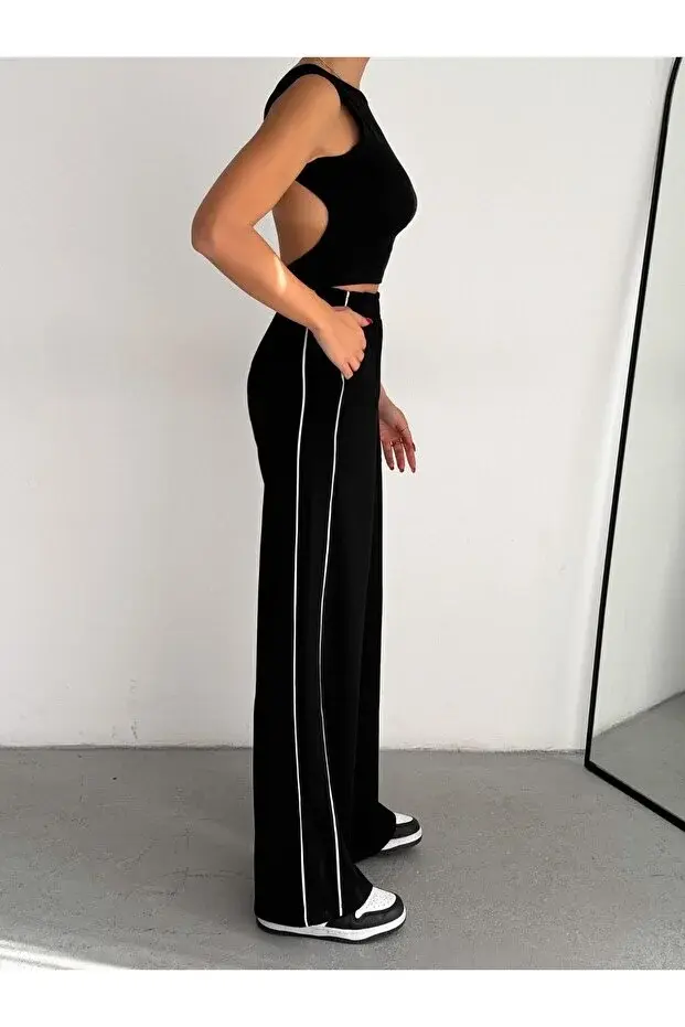 Kadın Yandan Şeritli  Modal Kumaş  Eşofman Altı XL