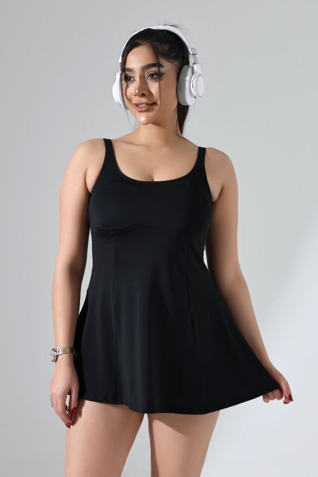 Kadın Büyük Beden Kaplı ve İçi Taytlı  Model Elbise Mayo 3XL