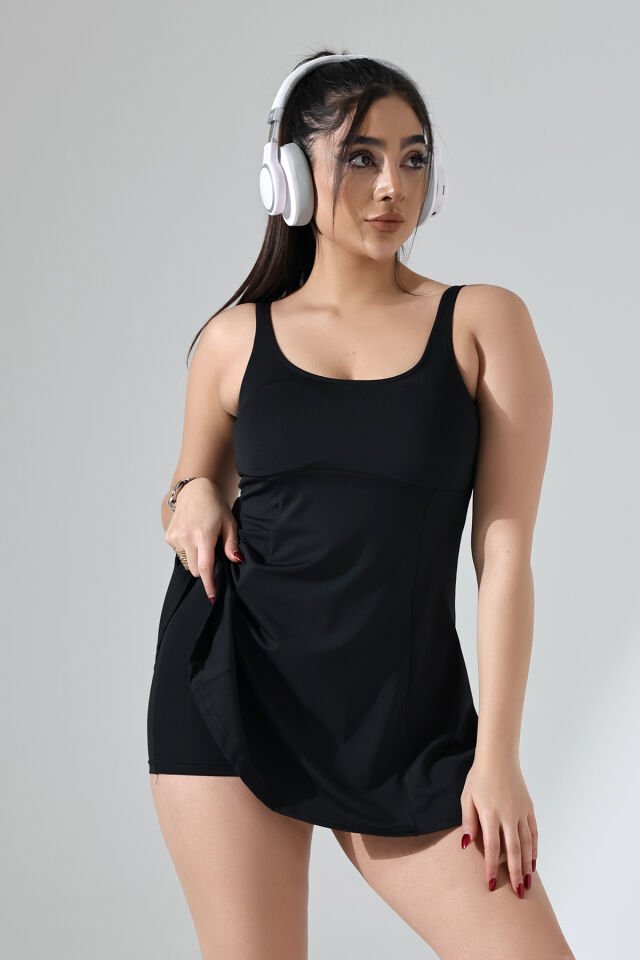 Kadın Büyük Beden Kaplı ve İçi Taytlı  Model Elbise Mayo 3XL