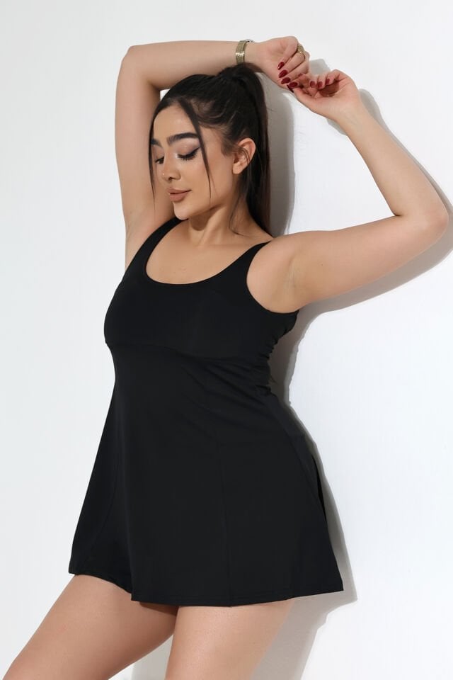 Kadın Büyük Beden Kaplı ve İçi Taytlı  Model Elbise Mayo 3XL