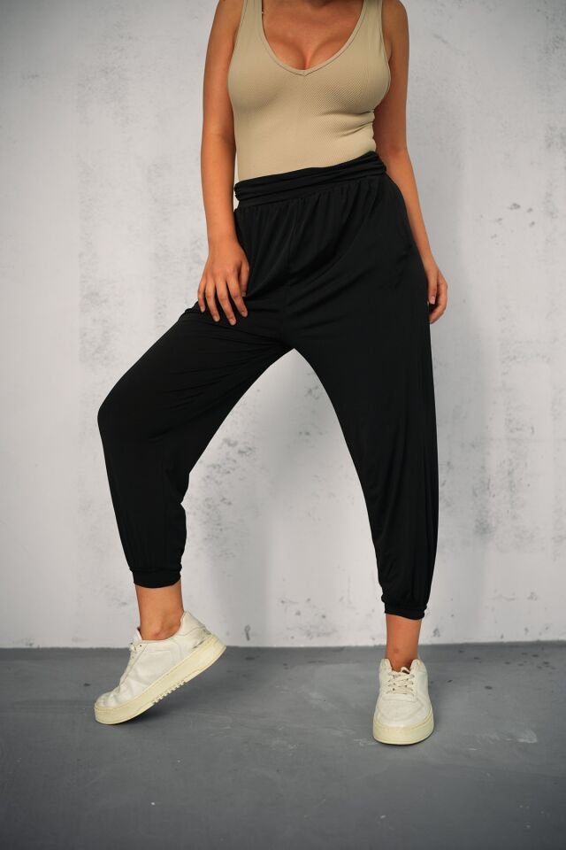 Kadın Bel Büzgülü Yarım Yazlık Şalvar Pantolon 115 XL