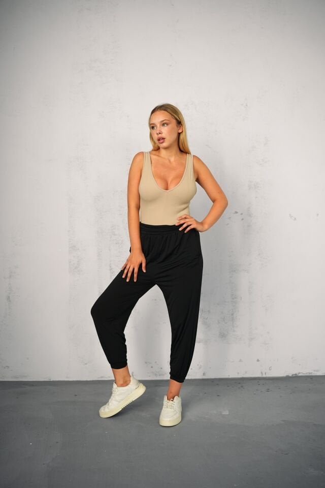 Kadın Bel Büzgülü Yarım Yazlık Şalvar Pantolon 115 XL