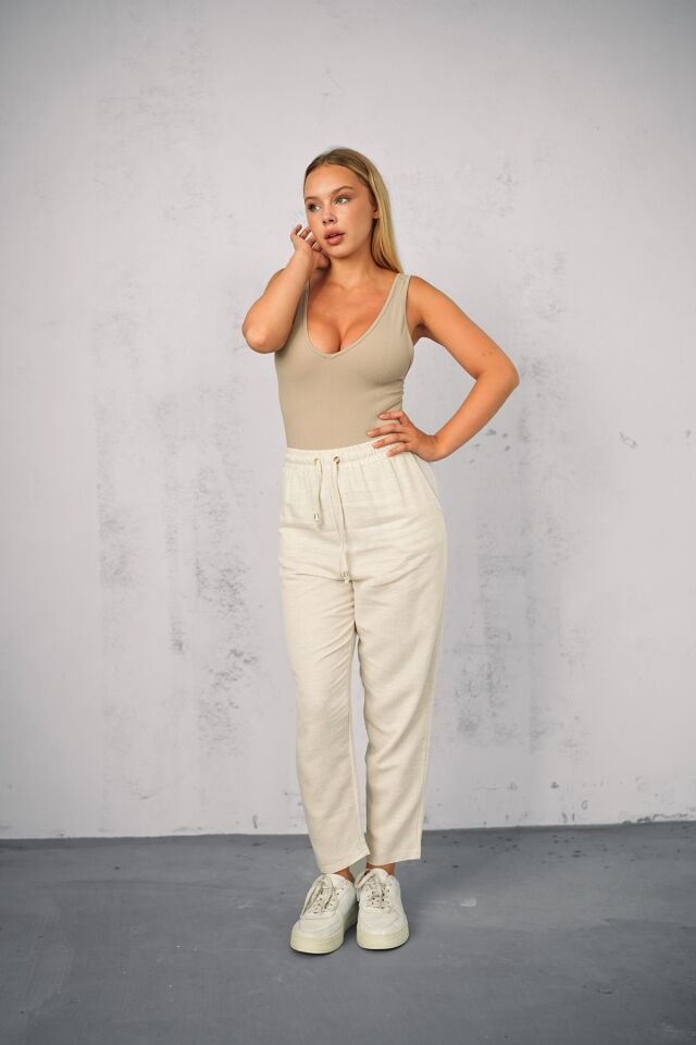 Kadın Yazlık Günlük ve Spor Keten Kumaş Panton M