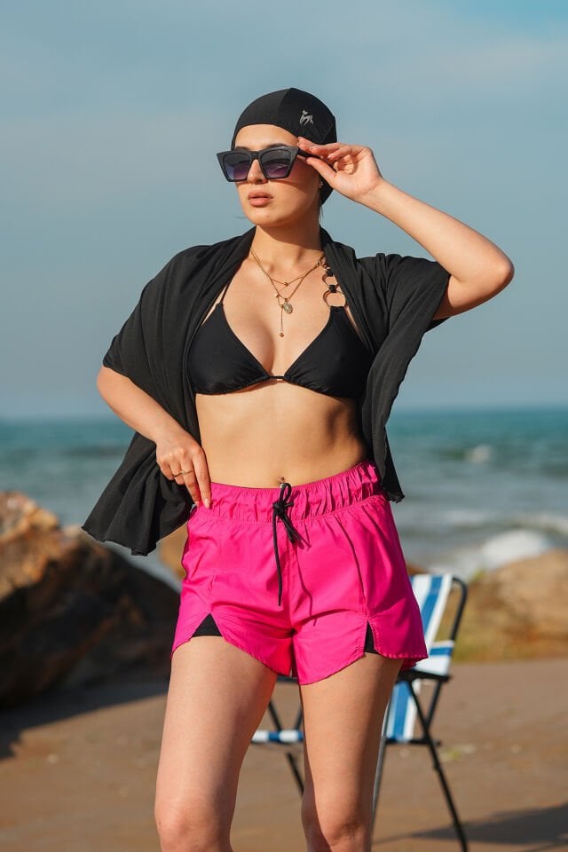 Kadın Deniz Şortu Içden Taytlı SURVİ WM XS - NEON YEŞİLİ