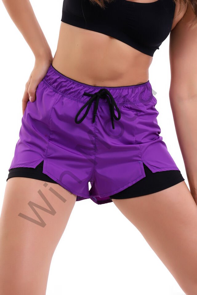 Kadın İçi Taytlı Sporcu Şort MOR - M