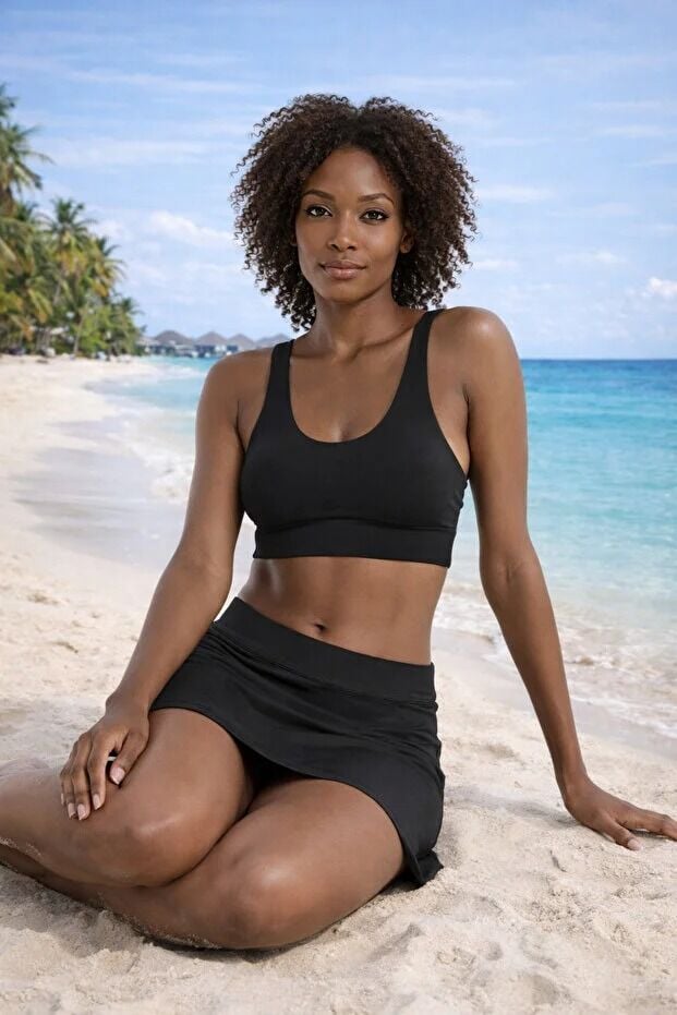 Kadın İçi Taytlı Büstiyer Modelli Plaj Seti   Mayo Takım 1012 44