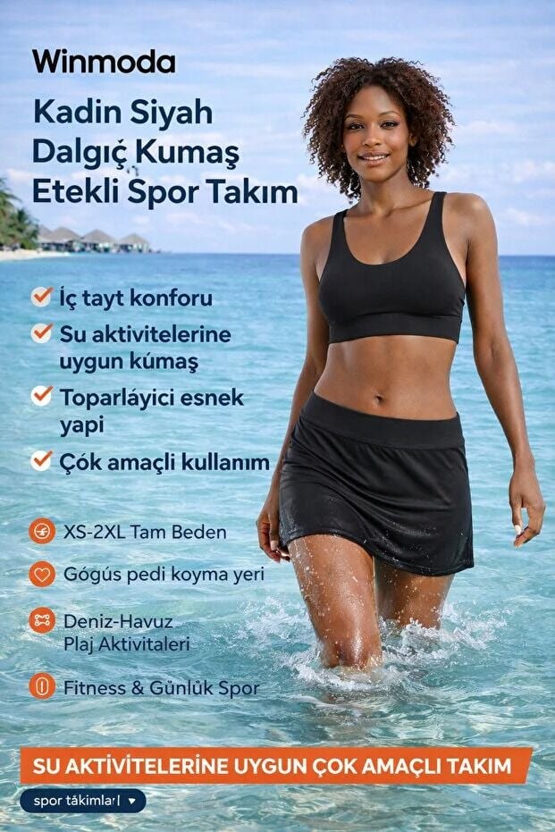 Kadın İçi Taytlı Büstiyer Modelli Plaj Seti   Mayo Takım 1012 44