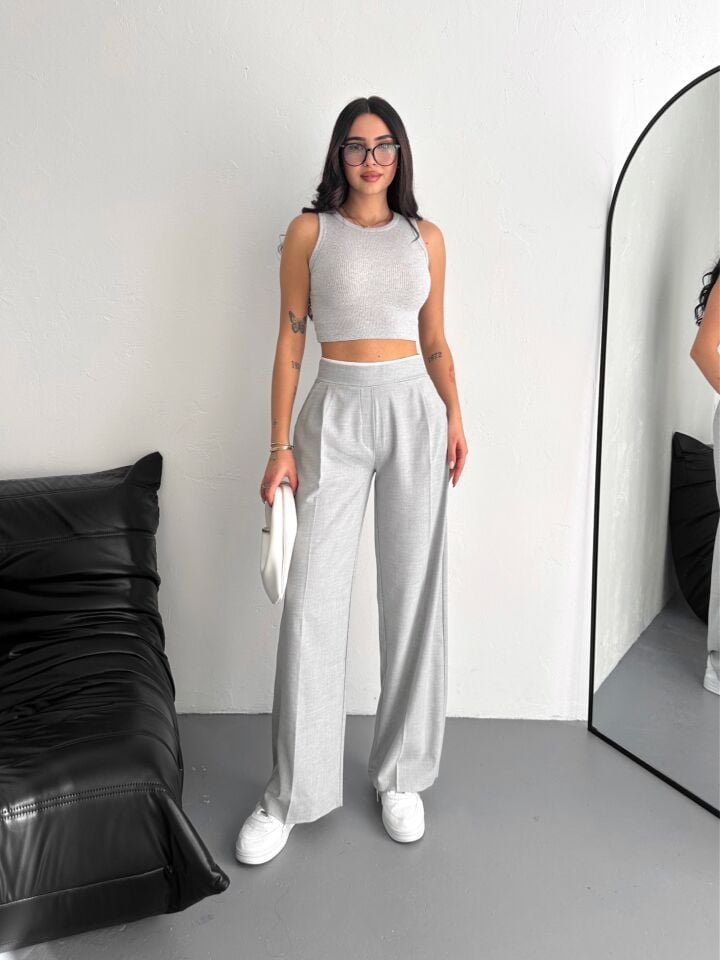 Kadın Kemer Detaylı  Palazzo Kumaş Detaylı Kadın Pantolon 2460 L - SİYAH