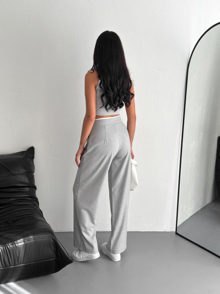 Kadın Kemer Detaylı  Palazzo Kumaş Detaylı Kadın Pantolon 2460 L - SİYAH