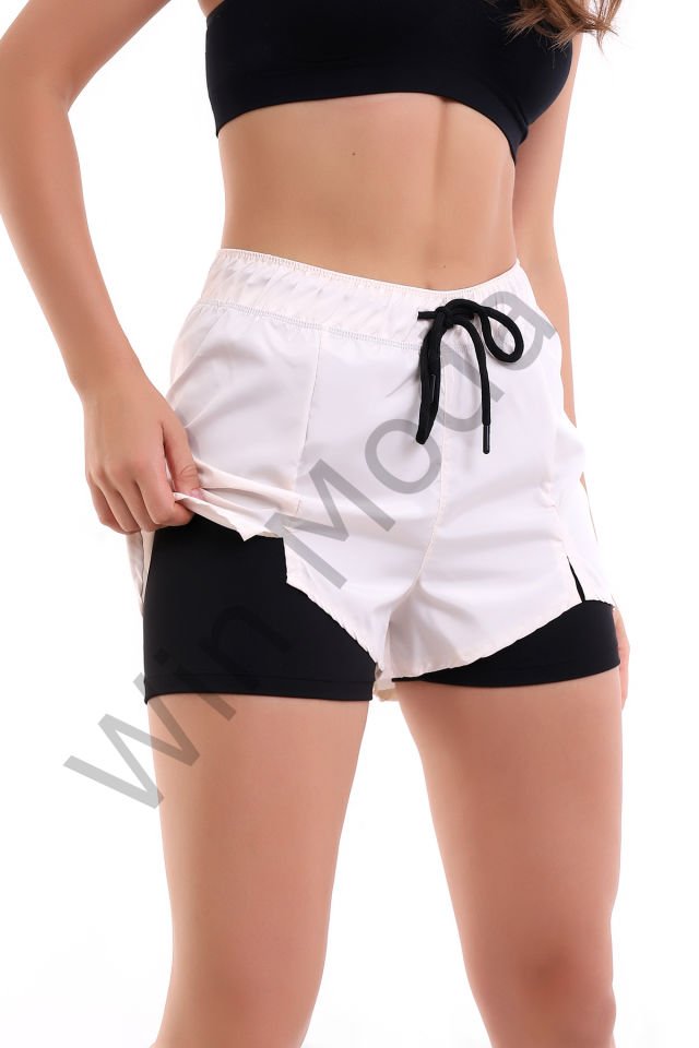 Kadın İçi Taytlı Sporcu Şort XS - KREM