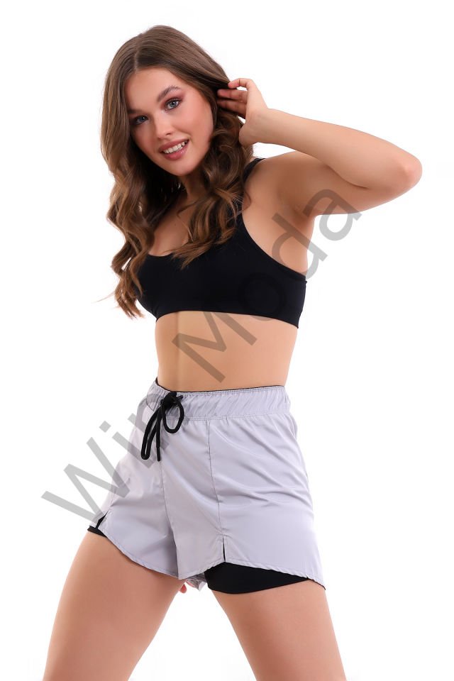 Kadın Sporcu İçi Taytlı Şort XXL - GRİ