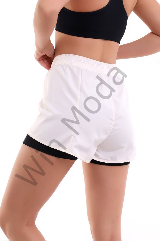 Kadın Sporcu İçi Taytlı Şort XXL - KREM