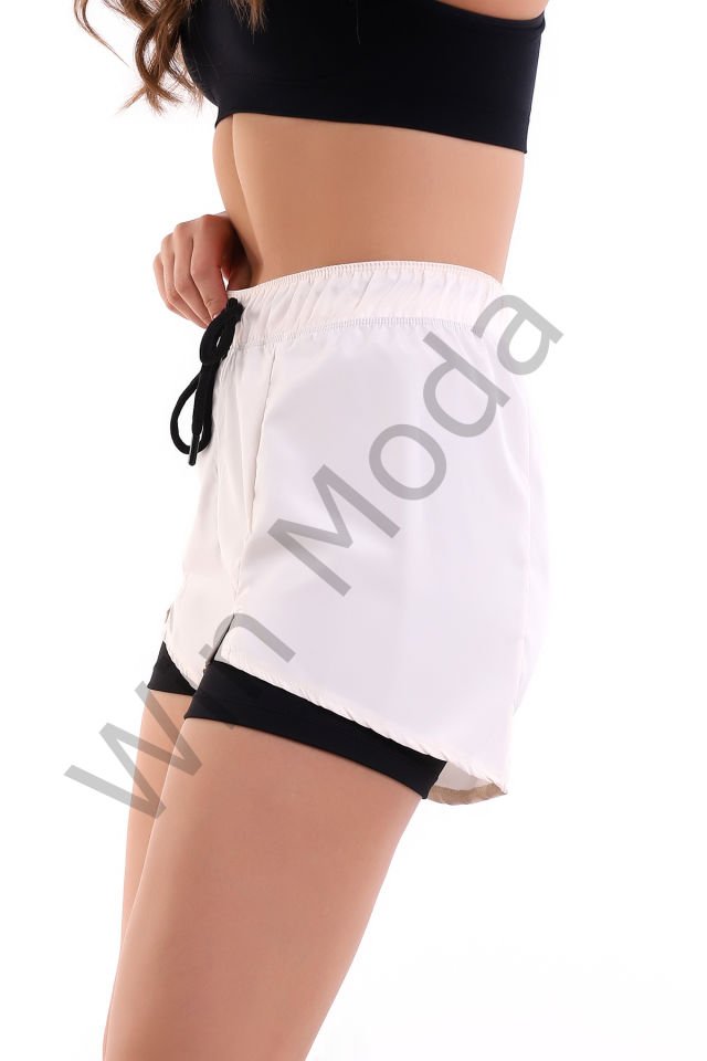 Kadın Sporcu İçi Taytlı Şort XXL - KREM