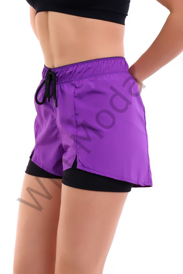 Kadın Sporcu İçi Taytlı Şort XXL - MOR