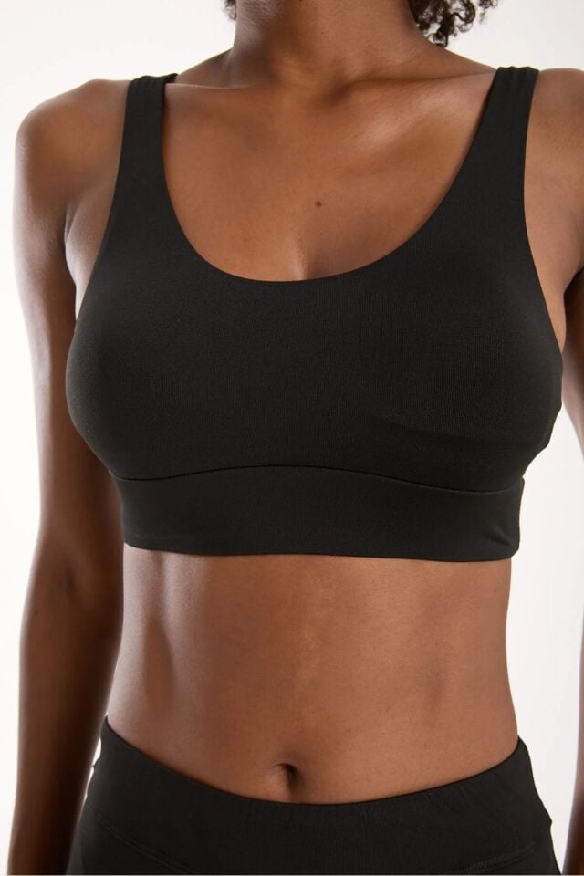 Kadın Siyah Dalgıç Kumaş Spor Takım İç Taytlı Etek & Likralı Büstiyer Fitness Pilates Günlük 2XL