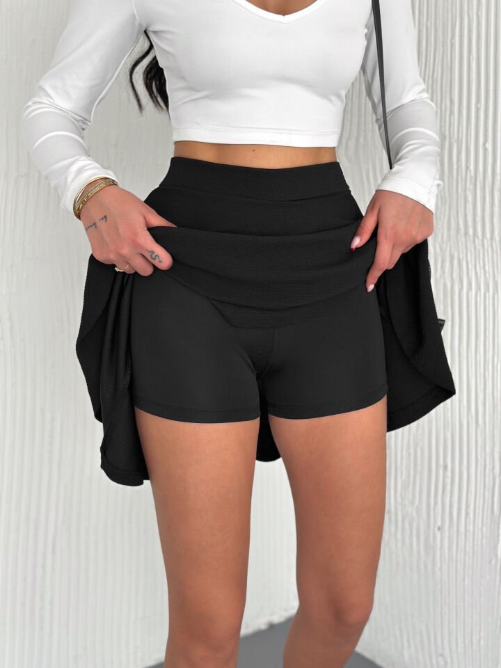 Kadın İçden Taytlı Bürümcük Kumaş Etek - 2462 XL