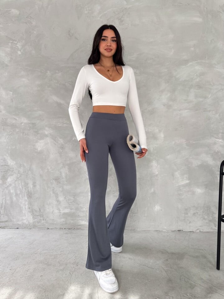 İSPANYOL PAÇA PANTOLON / LİKRALI İSPANYOL PANTOLON M - KOYU GRİ