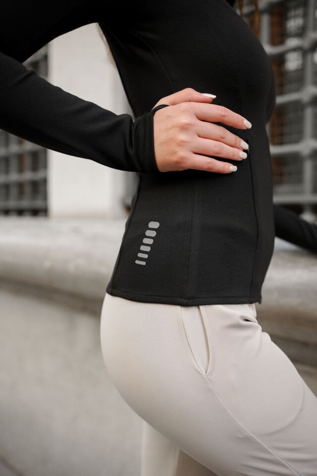 Kadın Baskılı Range Rower Baskılı Spor Uzun Ceket 2XL - SİYAH