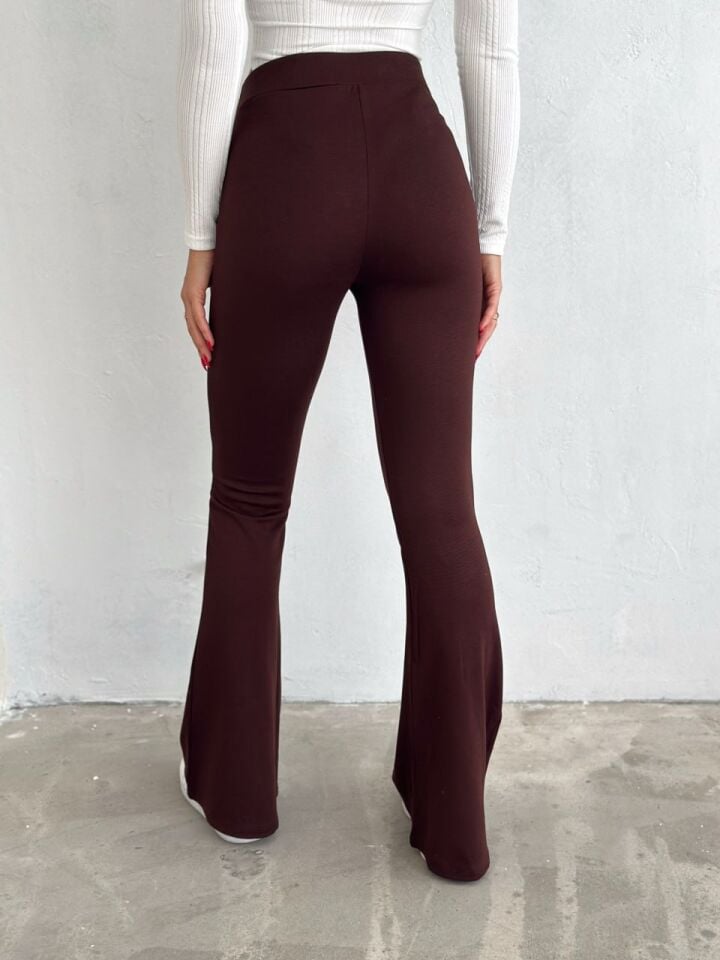 İSPANYOL PAÇA PANTOLON / LİKRALI İSPANYOL PANTOLON XL - KAHVERENGİ