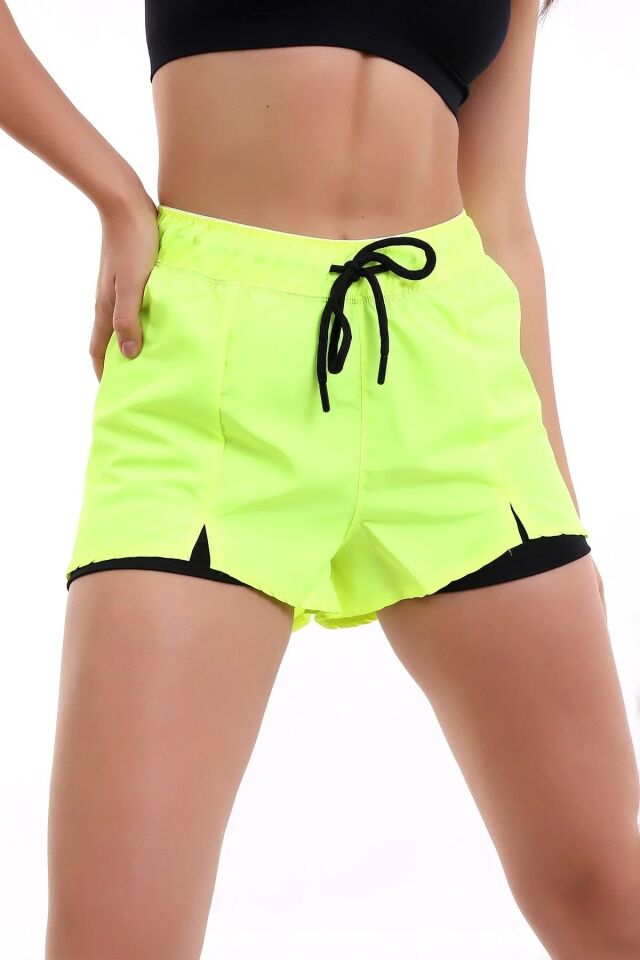 Kadın Deniz Şortu Içden Taytlı SURVİ WM S - NEON YEŞİLİ