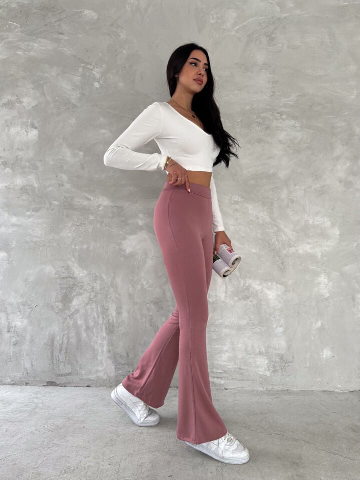 İSPANYOL PAÇA PANTOLON / LİKRALI İSPANYOL PANTOLON XL - PEMBE