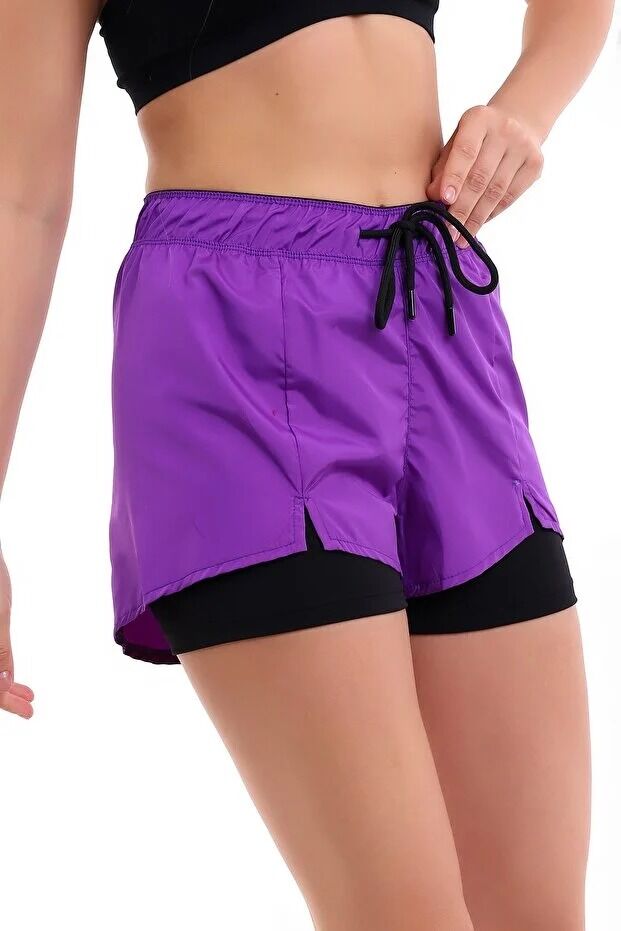Kadın Deniz Şortu Içden Taytlı SURVİ XS - MOR