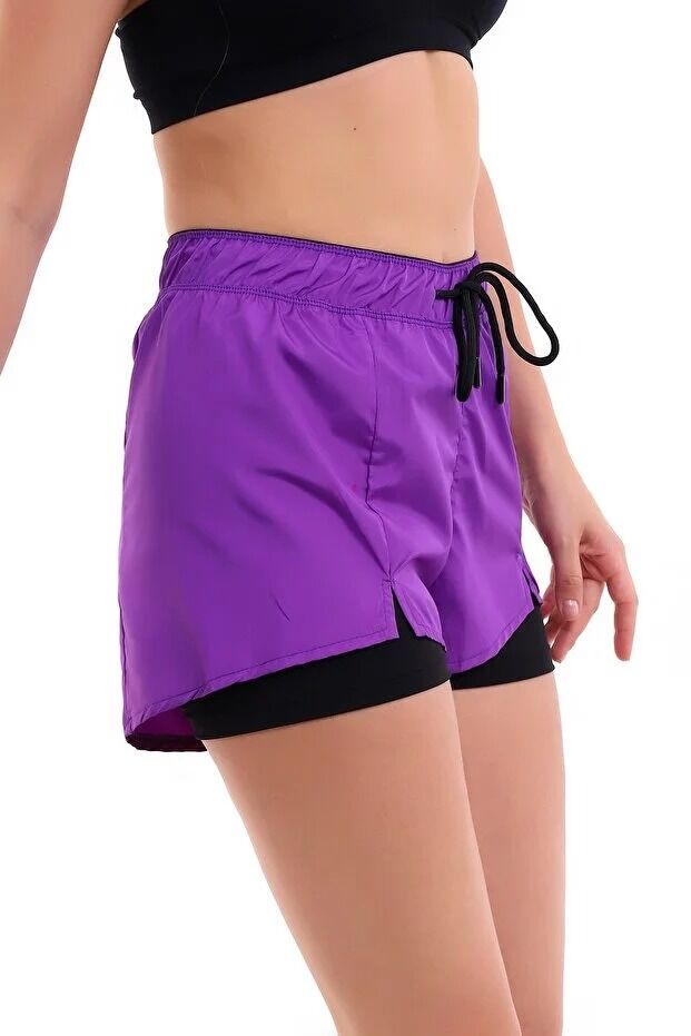 Kadın Deniz Şortu Içden Taytlı SURVİ XS - MOR