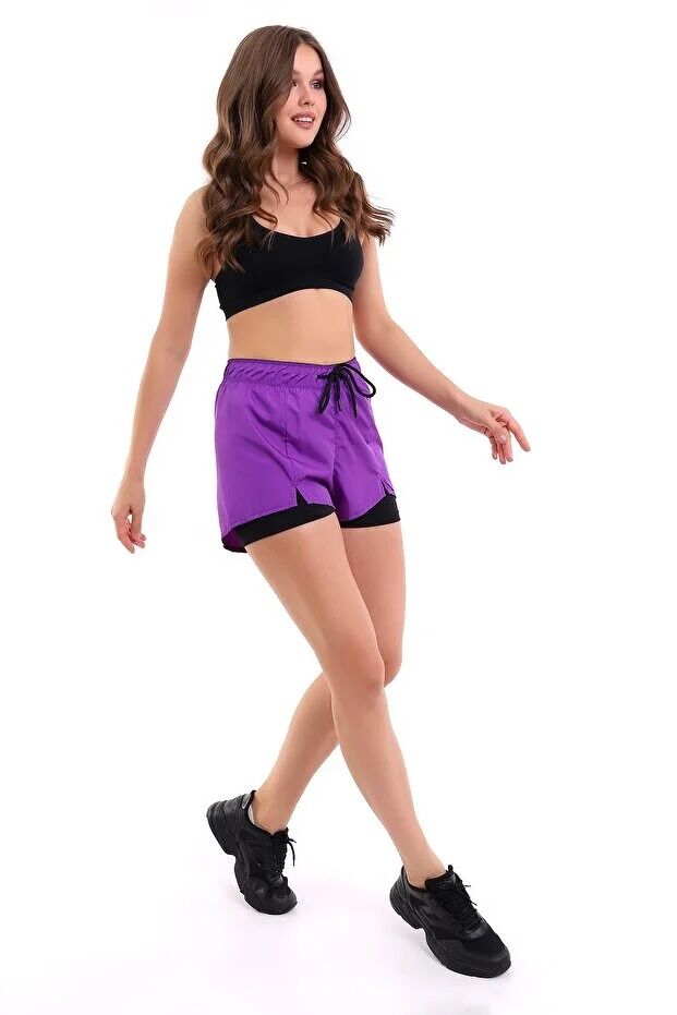 Kadın Deniz Şortu Içden Taytlı SURVİ XS - MOR