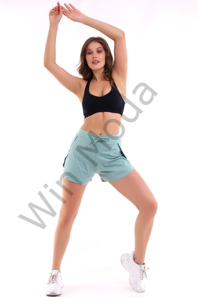 İçi Taytlı Kanatlı Spor Şort L - TURKUAZ