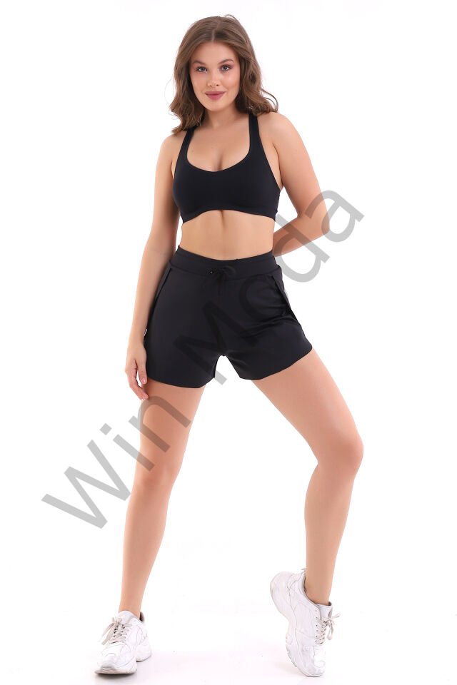 İçi Taytlı Kanatlı Spor Şort XS - SİYAH