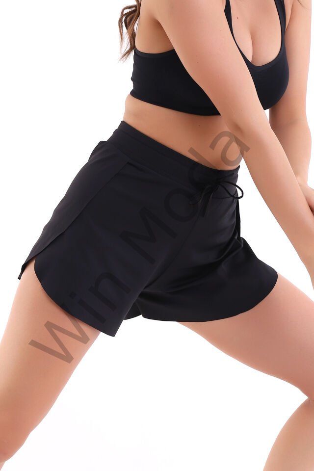 İçi Taytlı Kanatlı Spor Şort XS - SİYAH