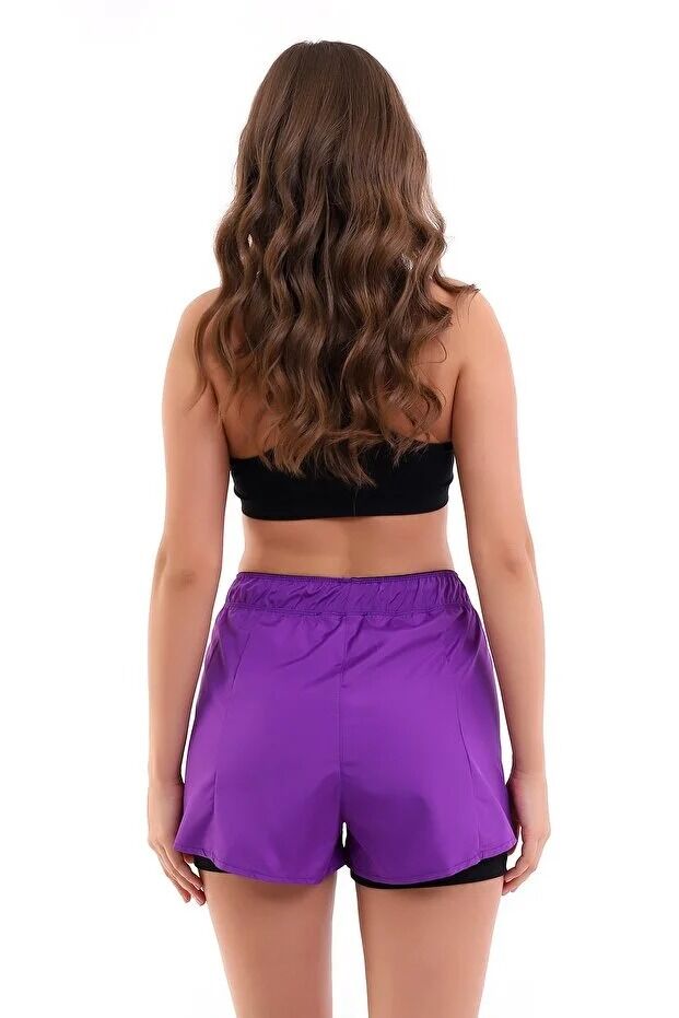 Kadın Deniz Şortu Içden Taytlı XL - MOR