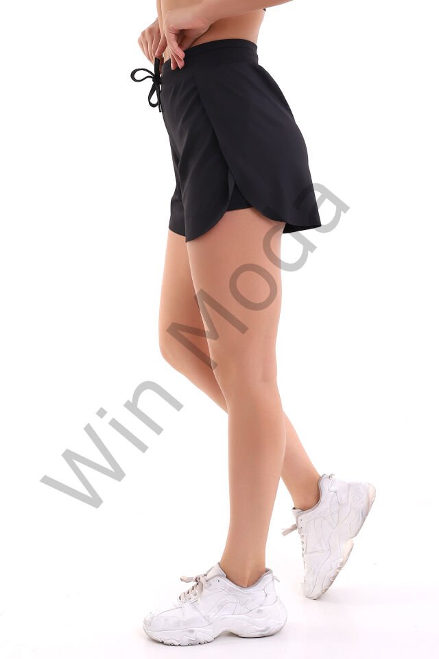 İçi Taytlı Kanatlı Spor Şort S - SİYAH