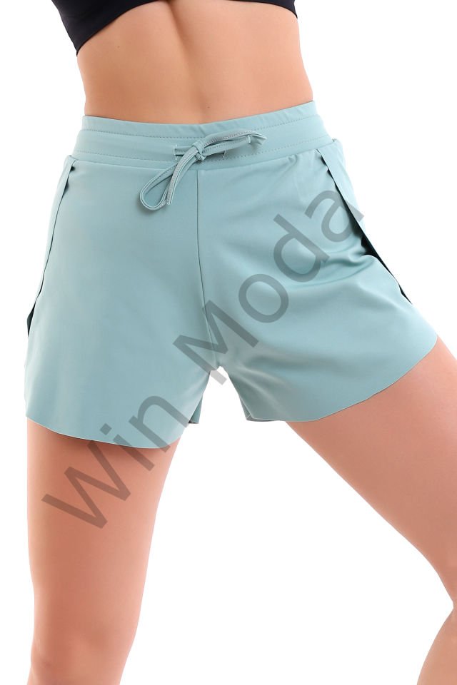 İçi Taytlı Kanatlı Spor Şort S - TURKUAZ
