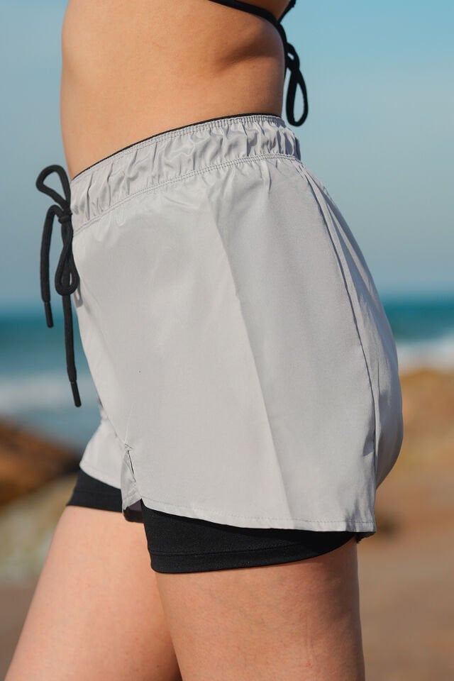 Kadın Deniz Şortu Içden Taytlı XL - GRİ