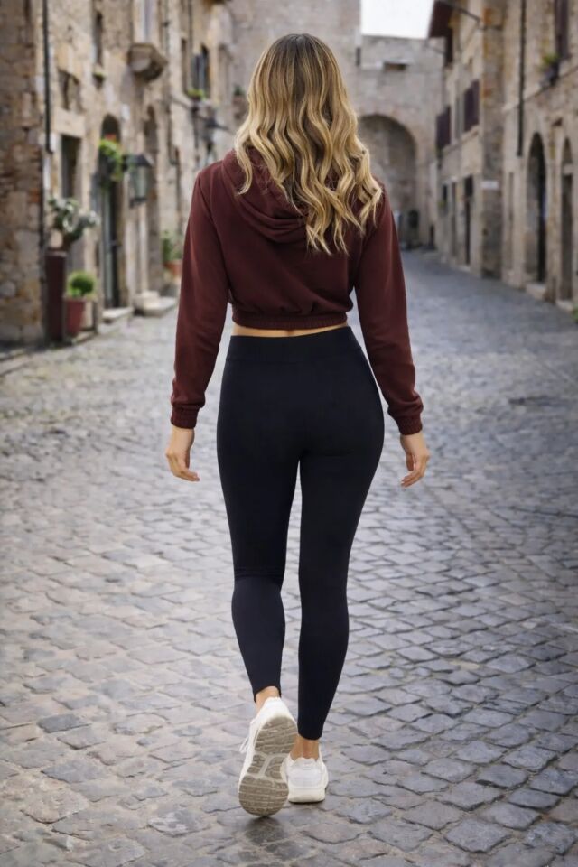 Kadın Kapüşonlu Sweatshirt 2 İplik Pamuk Karışımlı Mevsimlik Lastikli Sweat Kahverengi XS