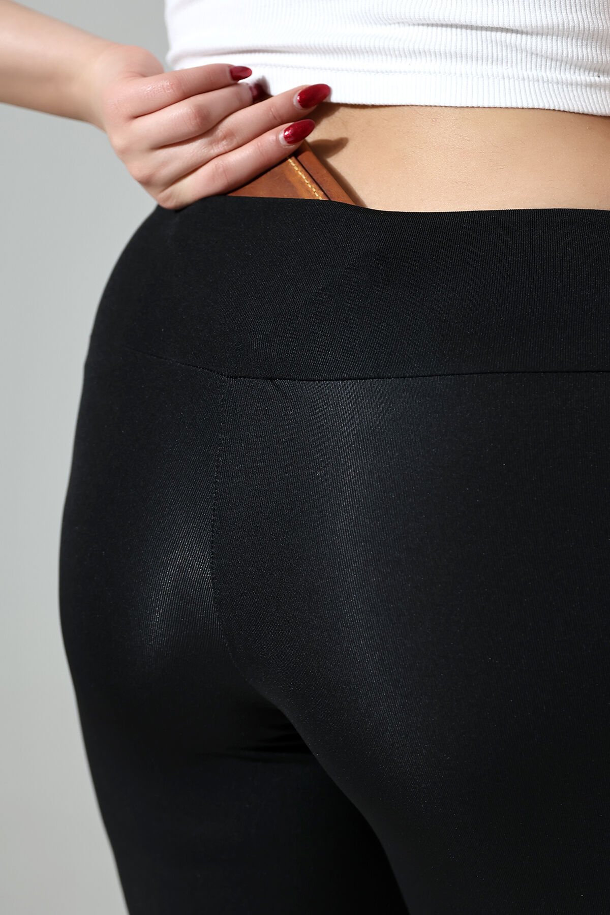 Kadın Siyah Renk Diz Boyu Büyük Beden Esnek Büyük Beden Esnek Tayt