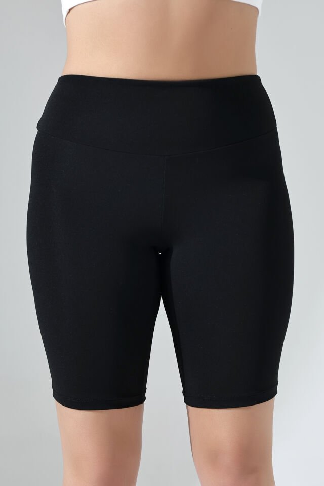 Kadın Siyah Renk Diz Boyu Büyük Beden Esnek Büyük Beden Esnek Tayt WM  4XL