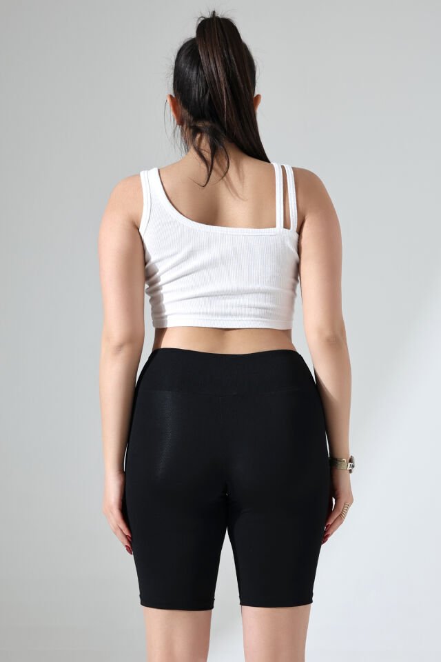 Kadın Siyah Renk Diz Boyu Büyük Beden Esnek Büyük Beden Esnek Tayt 4XL