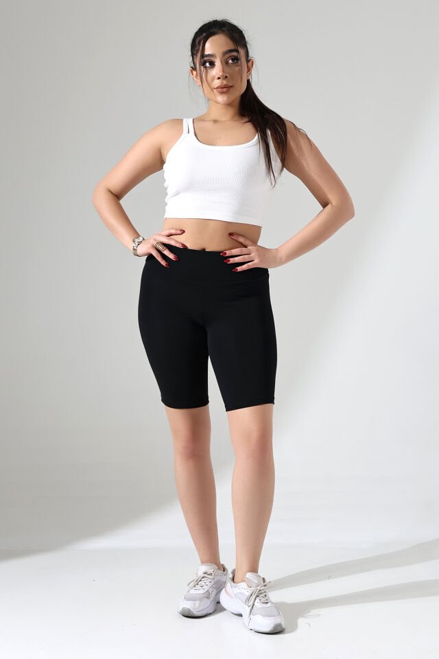 Kadın Siyah Renk Diz Boyu Büyük Beden Esnek Büyük Beden Esnek Tayt WM  4XL