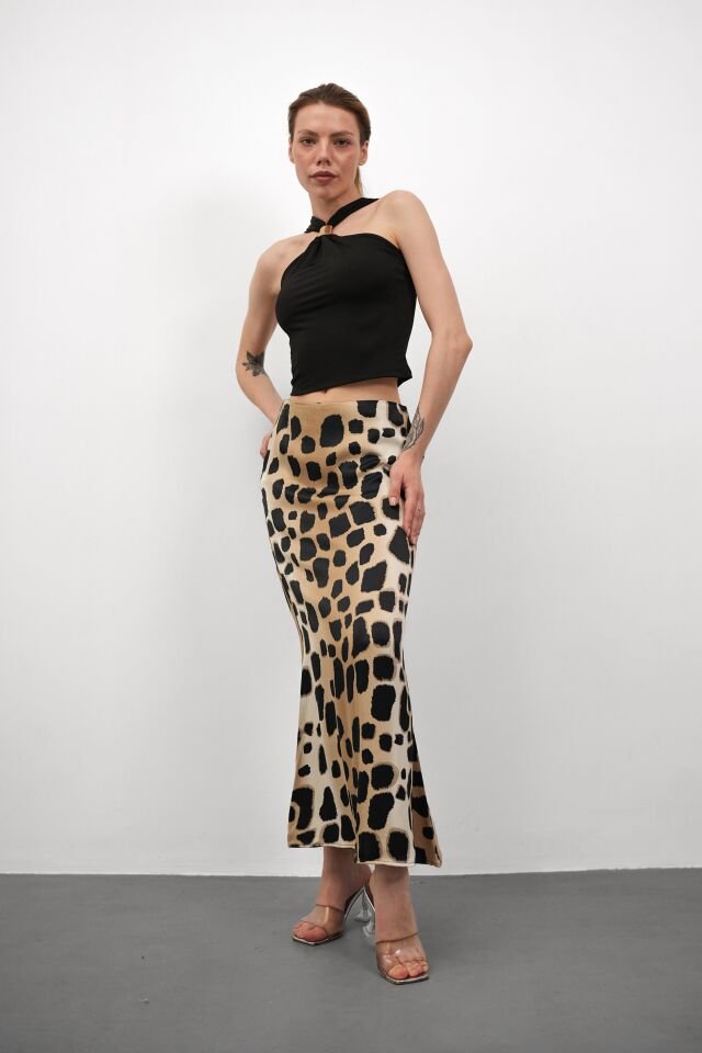 DESENLİ SATEN ETEK - SATEN ETEK - UZUN ETEK / KOD ÇOKRENKLİ 2XL - KOD-2 KAHVE