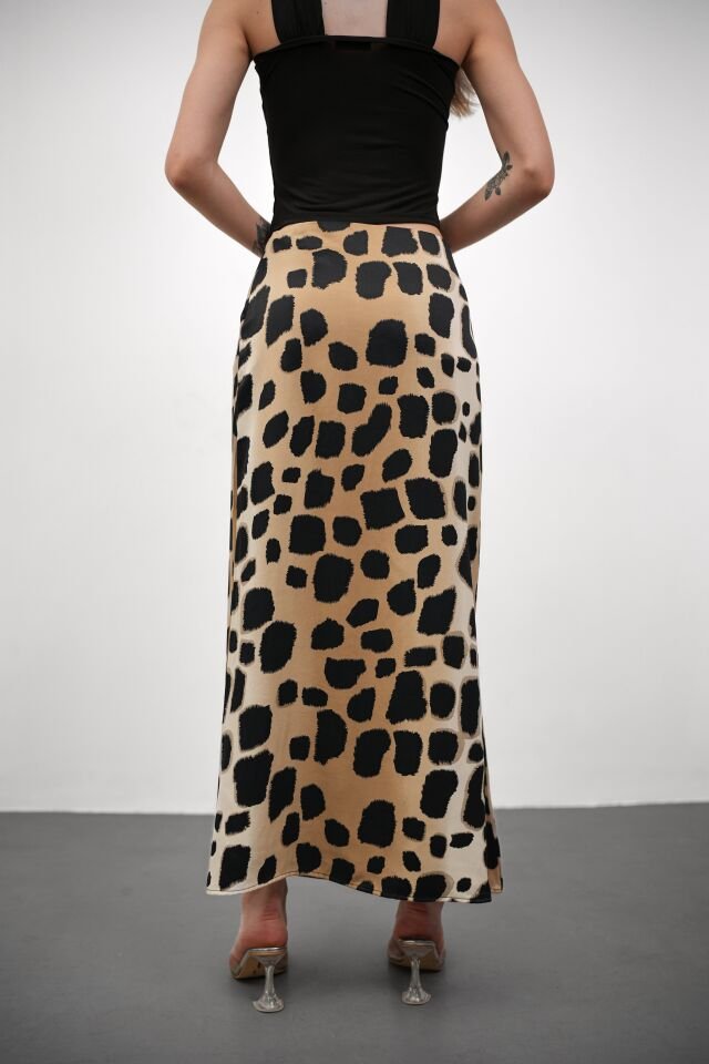 DESENLİ SATEN ETEK - SATEN ETEK - UZUN ETEK / KOD ÇOKRENKLİ 2XL - KOD-2 KAHVE