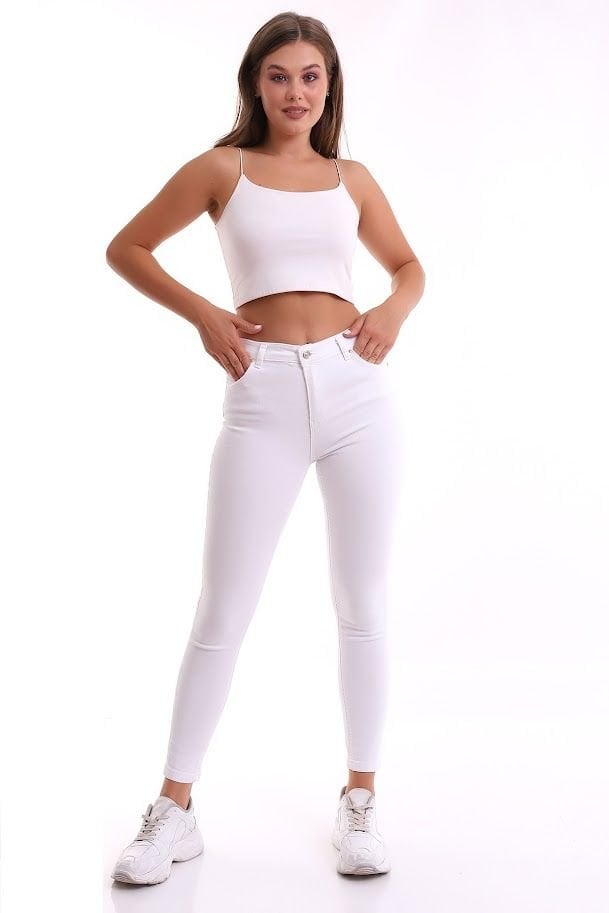 POWER LİKRA SKİNNY JEAN PANTOLON M - BEYAZ