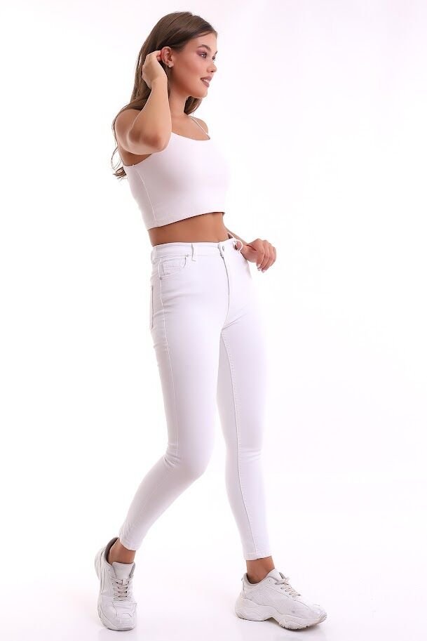 POWER LİKRA SKİNNY JEAN PANTOLON L - BEYAZ